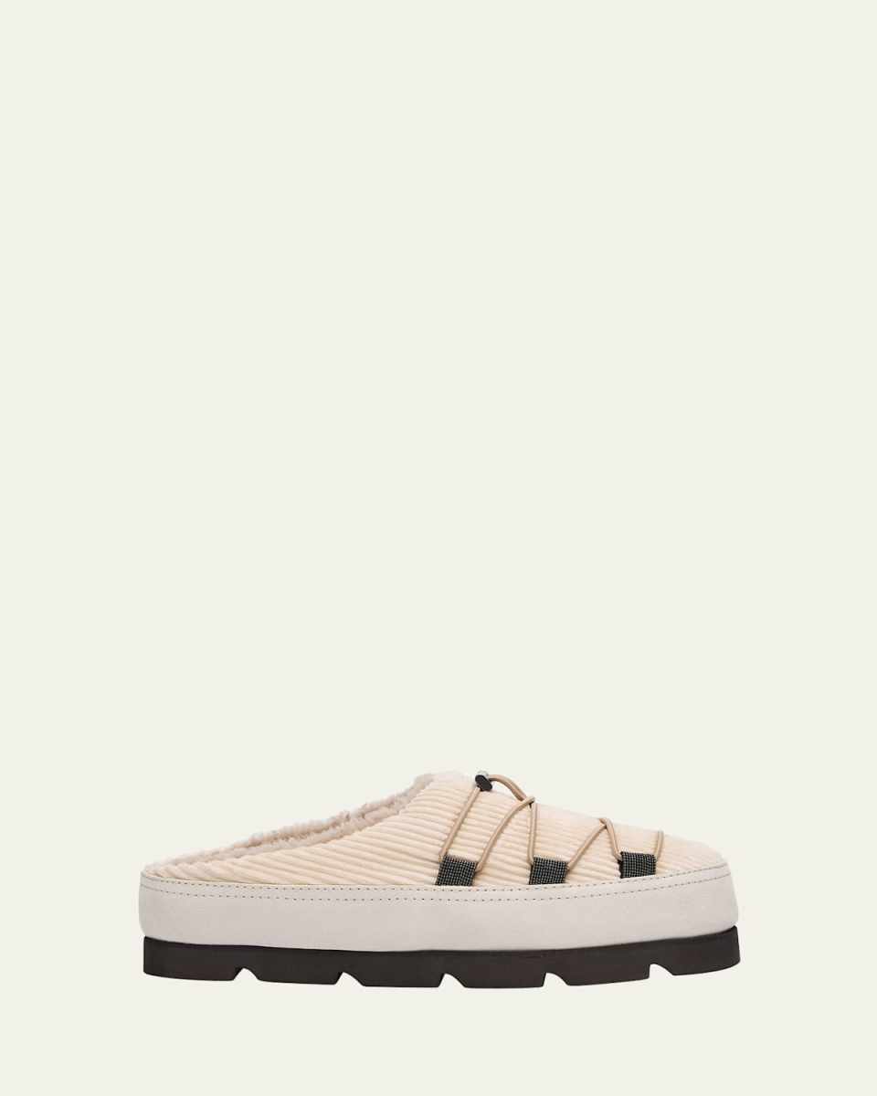 Suede Lace-Up Cozy Mule Slippers